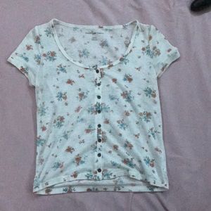 White and floral american eagle shirt